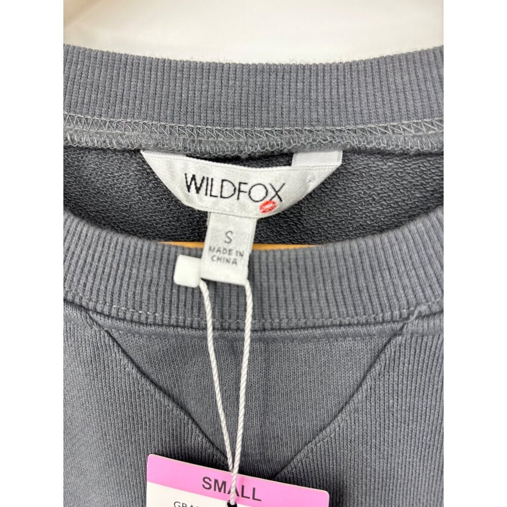 Wildfox I Wish It Was Saturday Crewneck Gray Pink Sweatshirt Small NEW - Picture 4 of 6